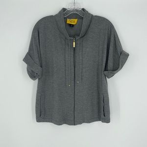 ST. JOHN SPA gray full zip pockets sweatshirt women’s small stretch workout top